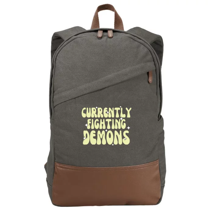 Funny Currently Fighting Demons Cotton Canvas Backpack