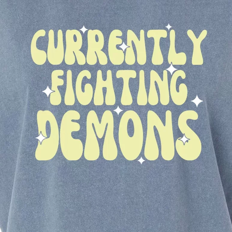 Funny Currently Fighting Demons Garment-Dyed Women's Muscle Tee