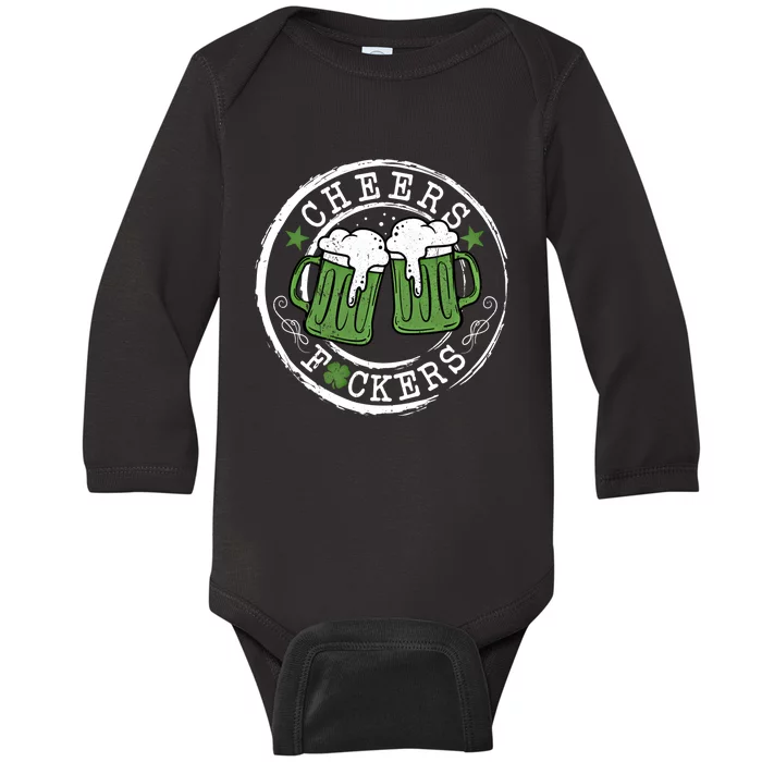 Funny Cheers Fckers St Patricks Day Beer Ing Great Gift Baby Long Sleeve Bodysuit