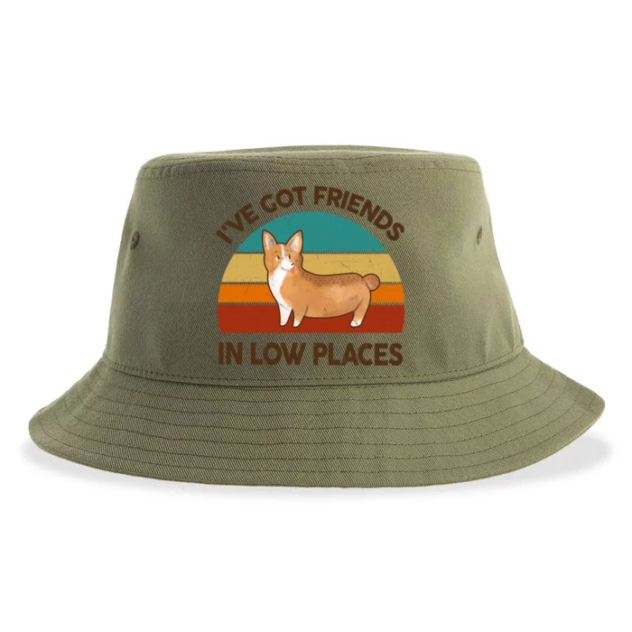 Funny Corgi Funny Gift For Lover I've Got Friends In Low Places Gift Sustainable Bucket Hat