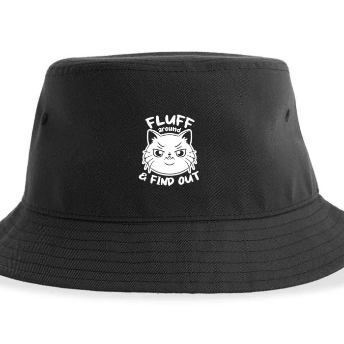 Funny Cat Fluff Around And Find Out Women Men Sustainable Bucket Hat