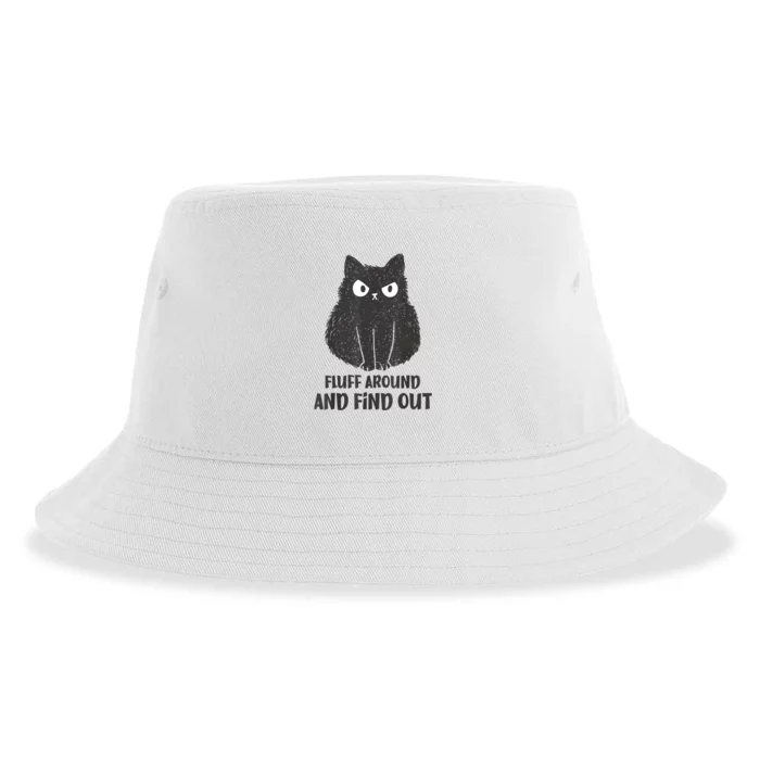 Funny Cat Fluff Around And Find Out Women Men Sustainable Bucket Hat