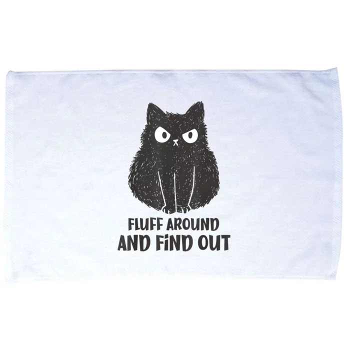 Funny Cat Fluff Around And Find Out Women Men Microfiber Hand Towel