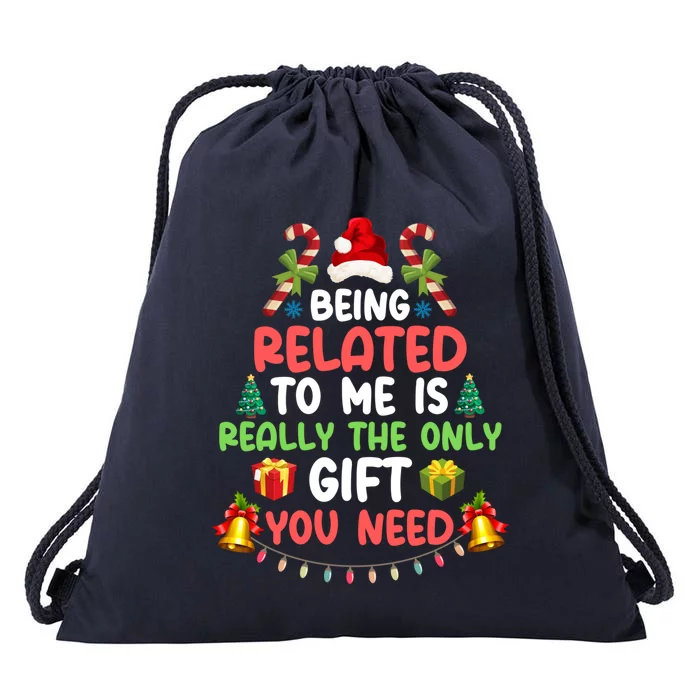 Funny Christmas Family Matching Being Related To Me Cute Gift Drawstring Bag