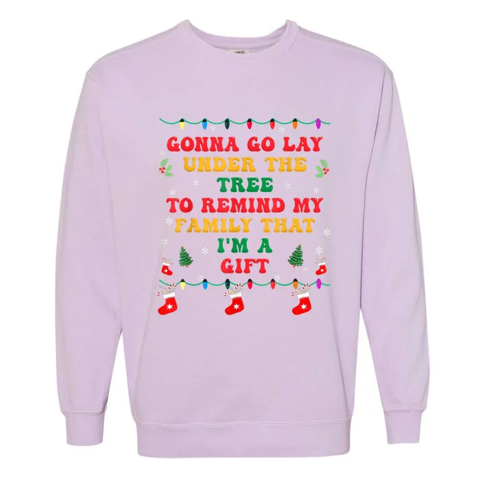 Funny Christmas Family Xmas Pajamas Being Related To Me Gift Garment-Dyed Sweatshirt