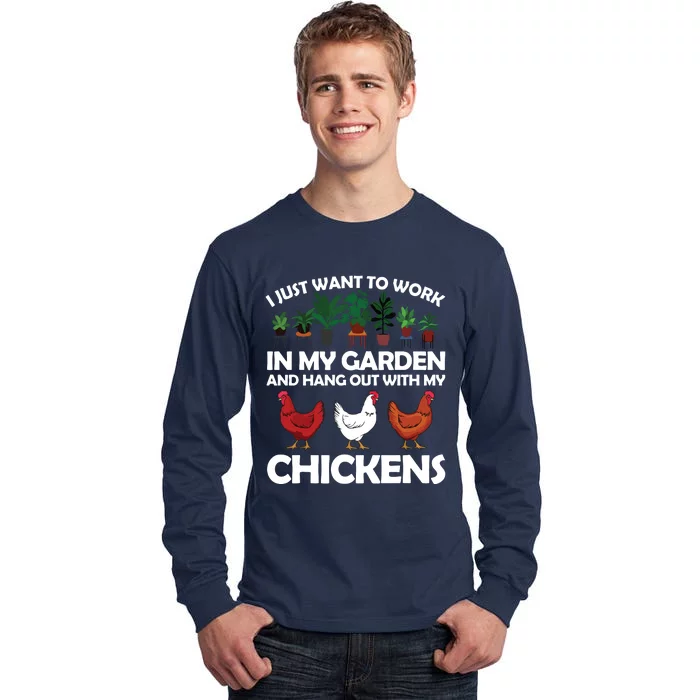 Funny Chicken For Men Women Gardening Chicken Lovers Garden Tall Long Sleeve T-Shirt