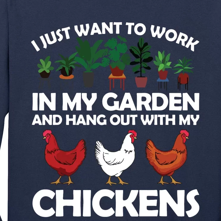 Funny Chicken For Men Women Gardening Chicken Lovers Garden Tall Long Sleeve T-Shirt