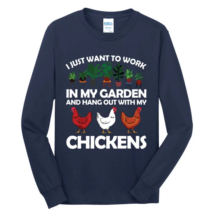 Funny Chicken For Men Women Gardening Chicken Lovers Garden Tall Long Sleeve T-Shirt