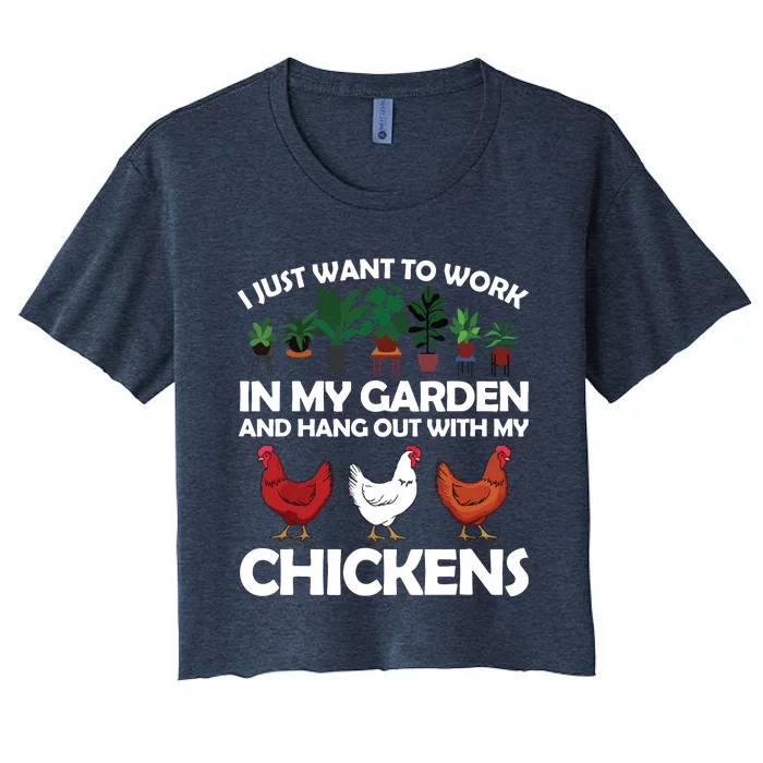 Funny Chicken For Men Women Gardening Chicken Lovers Garden Women's Crop Top Tee