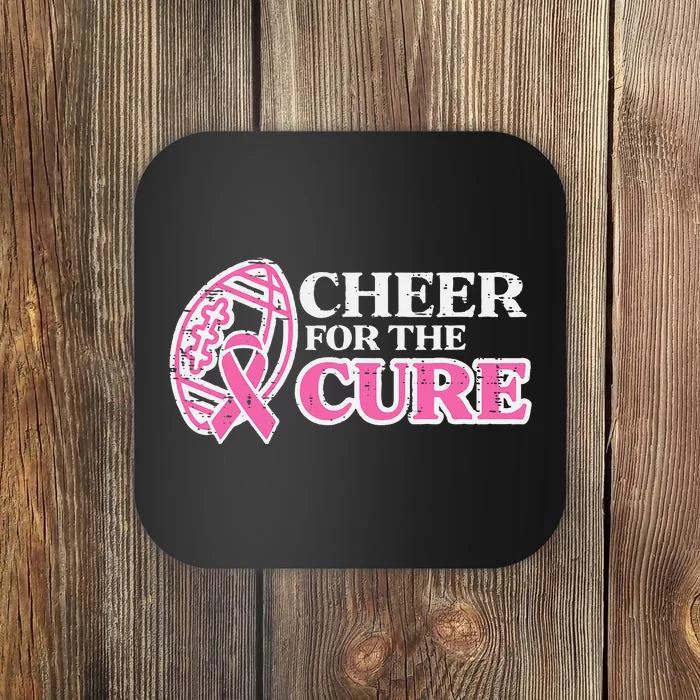 Football Cheer For The Cure Breast Cancer Awareness Ribbon Coaster