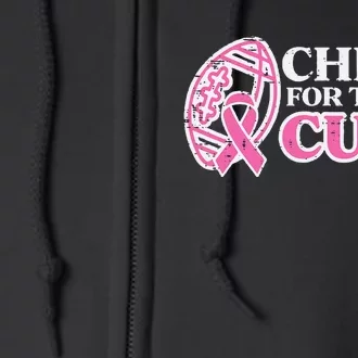 Football Cheer For The Cure Breast Cancer Awareness Ribbon Full Zip Hoodie