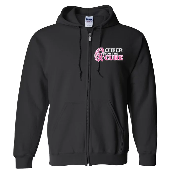 Football Cheer For The Cure Breast Cancer Awareness Ribbon Full Zip Hoodie