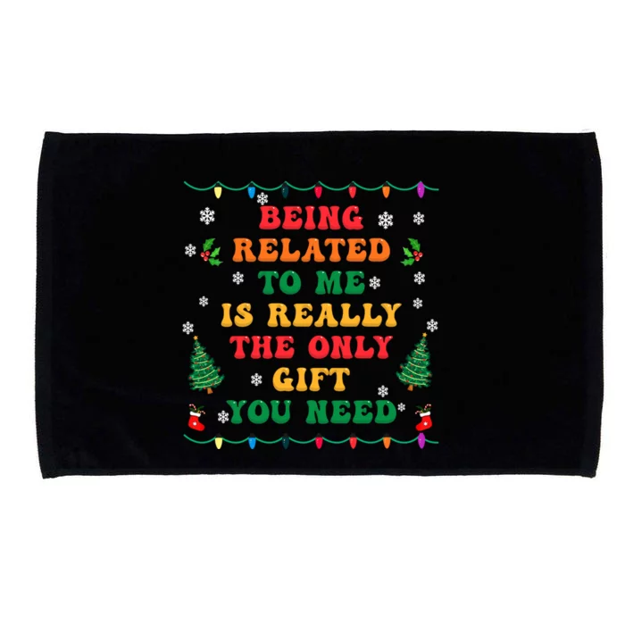 Funny Christmas Family Xmas Pajamas Being Related To Me Great Gift Microfiber Hand Towel