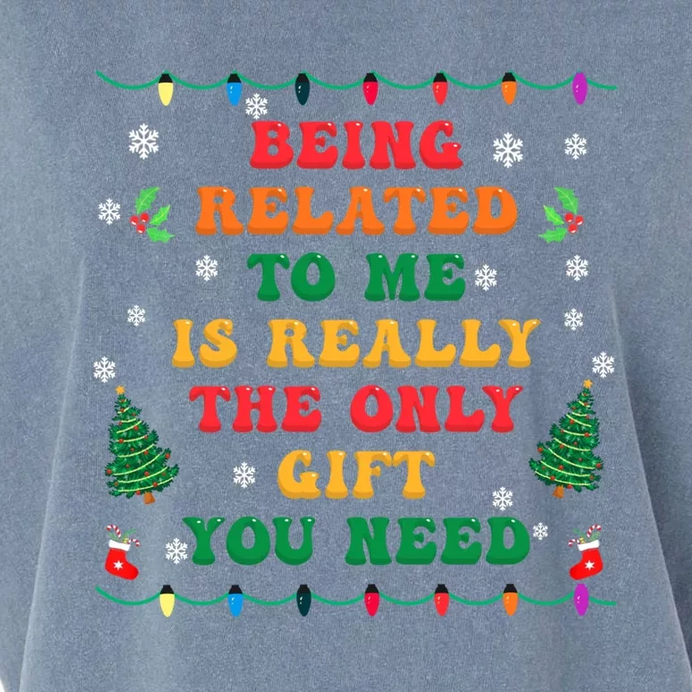 Funny Christmas Family Xmas Pajamas Being Related To Me Great Gift Garment-Dyed Women's Muscle Tee