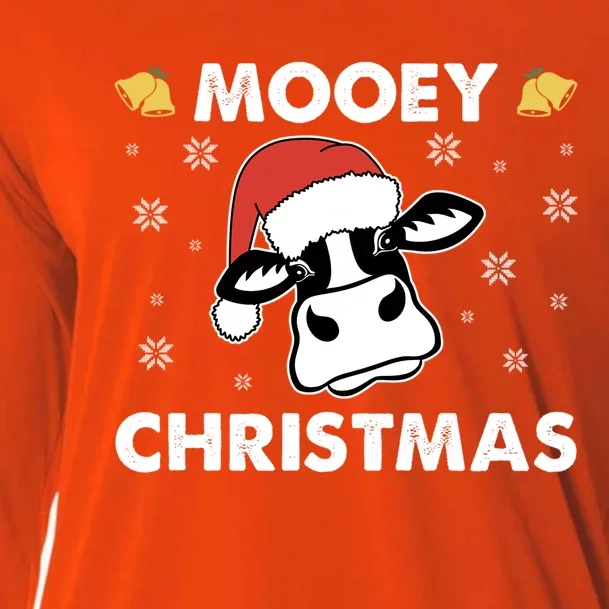 Funny Christmas Farm Cow Heifer Mooey Christmas Ugly Xmas Gift Cooling Performance Long Sleeve Crew