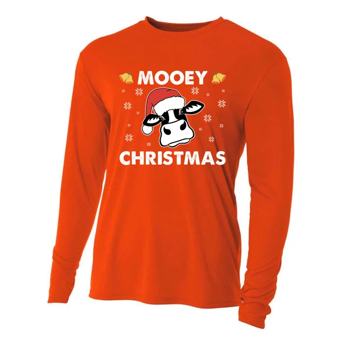 Funny Christmas Farm Cow Heifer Mooey Christmas Ugly Xmas Gift Cooling Performance Long Sleeve Crew