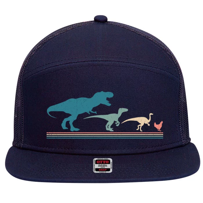 Funny Chicken Funny Gift Dinosaur Evolution Vintage Gift 7 Panel Mesh Trucker Snapback Hat