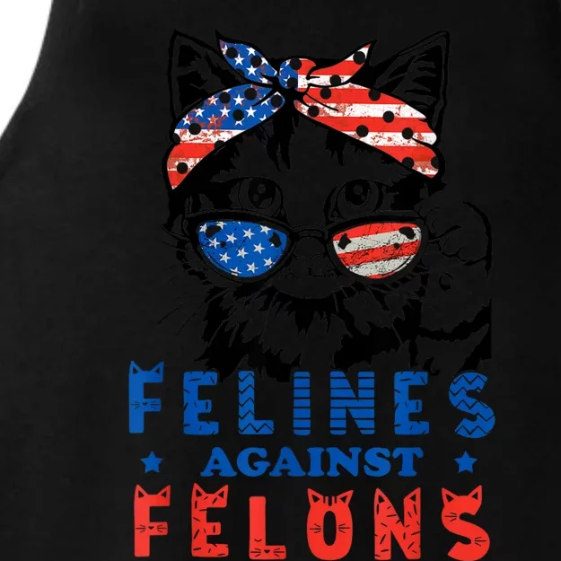 Funny Cat Felines Against Felons Ladies Tri-Blend Wicking Tank