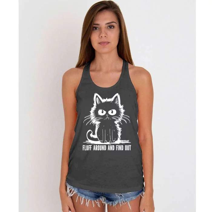 Funny Cat Fluff Around And Find Out Gifts Women's Knotted Racerback Tank