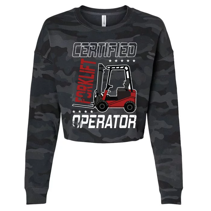 Funny Certified Forklift Operator Driving Fork Lift Driver Cropped Pullover Crew