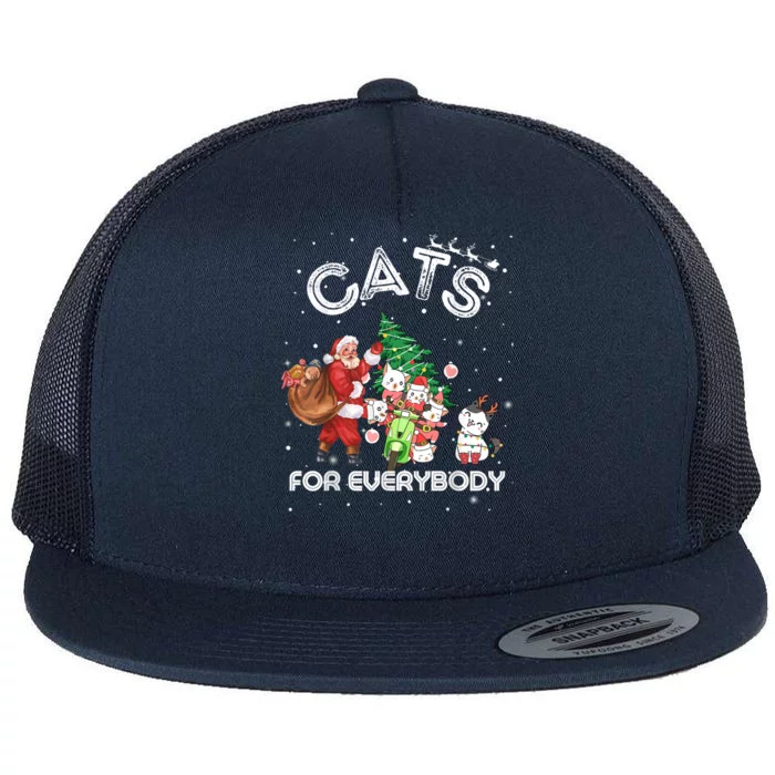 Funny Cats For Everybody Cat Christmas Ugly Sweater Christma Gift Flat Bill Trucker Hat