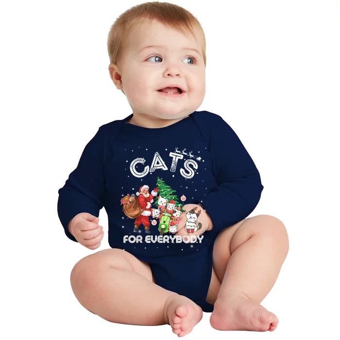 Funny Cats For Everybody Cat Christmas Ugly Sweater Christma Gift Baby Long Sleeve Bodysuit