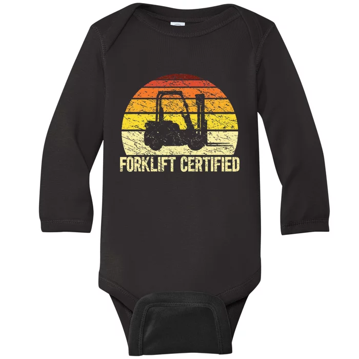 Forklift Certified Forklift Operator Lift Truck Driver Baby Long Sleeve Bodysuit