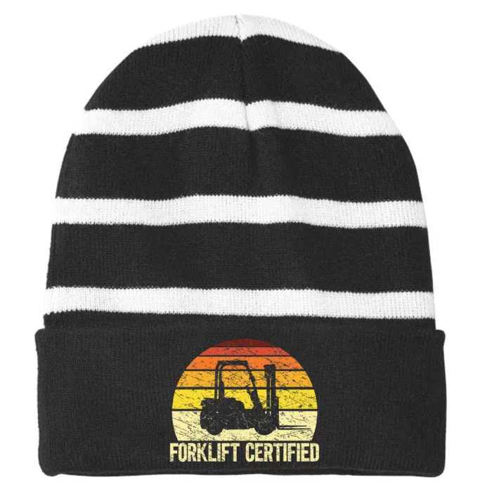 Forklift Certified Forklift Operator Lift Truck Driver Striped Beanie with Solid Band