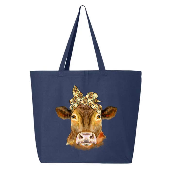 Funny Cow Face With Sunflower Headband Bandana Heifer Farmer Gift 25L Jumbo Tote