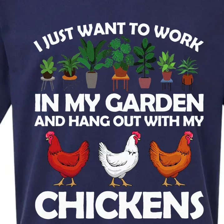 Funny Chicken For Men Women Gardening Chicken Lovers Garden Sueded Cloud Jersey T-Shirt