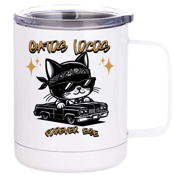 Funny Chola Funny Cholo Funny Lowrider Funny Gatos 90s Style Front & Back 12oz Stainless Steel Tumbler Cup