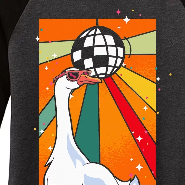 Funny Cool Farm Animal Disco Ball Sunglasses Retro Goose Women's Tri-Blend 3/4-Sleeve Raglan Shirt