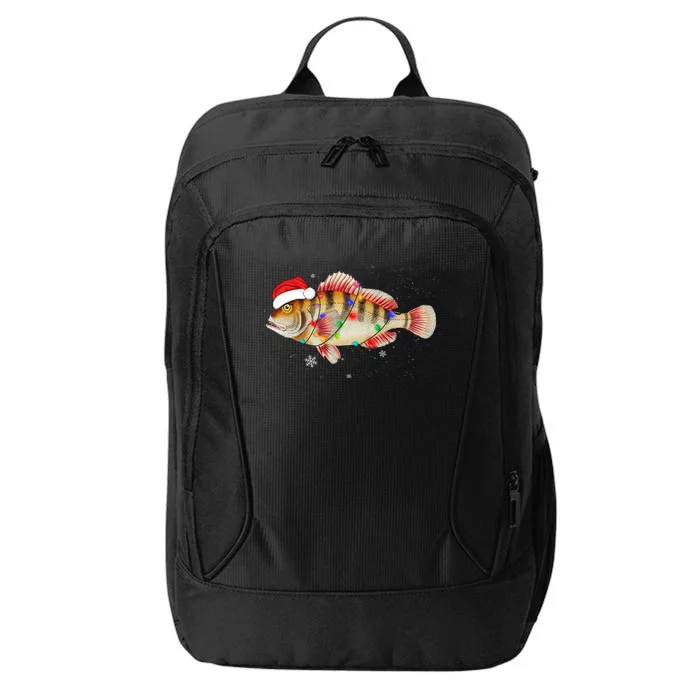 Funny Christmas Fishing Bass With Santa Hat Xmas Fishing Tee Gift City Backpack