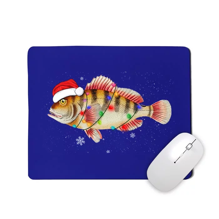 Funny Christmas Fishing Bass With Santa Hat Xmas Fishing Tee Gift Mousepad