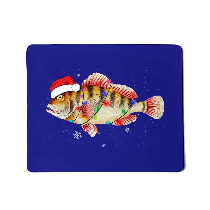 Funny Christmas Fishing Bass With Santa Hat Xmas Fishing Tee Gift Mousepad