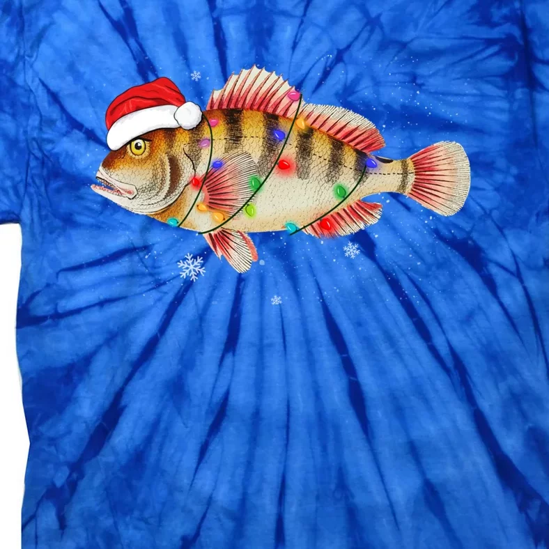 Funny Christmas Fishing Bass With Santa Hat Xmas Fishing Tee Gift Tie-Dye T-Shirt