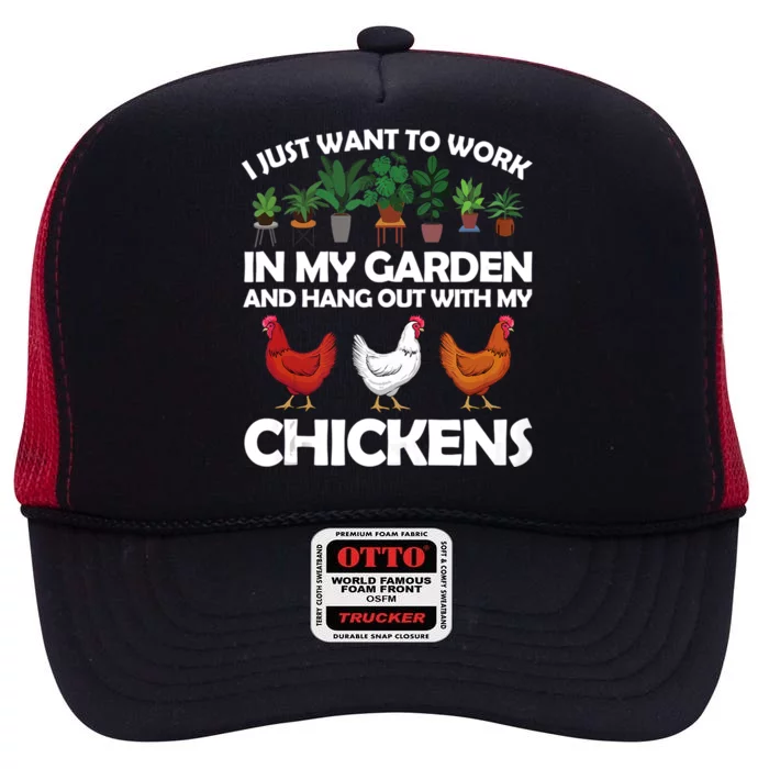 Funny Chicken For Men Women Gardening Chicken Lovers Garden High Crown Mesh Trucker Hat