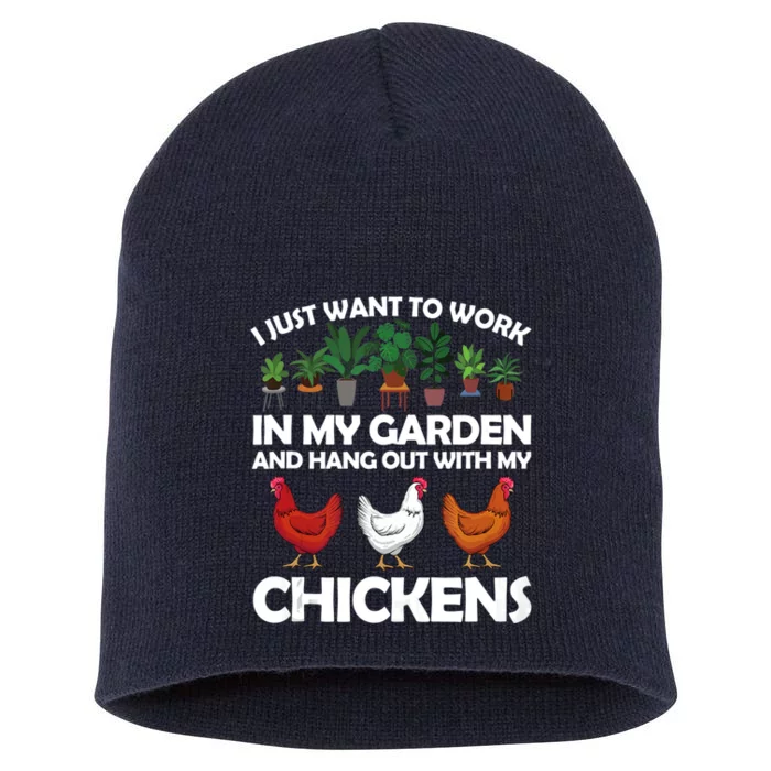 Funny Chicken For Men Women Gardening Chicken Lovers Garden Short Acrylic Beanie