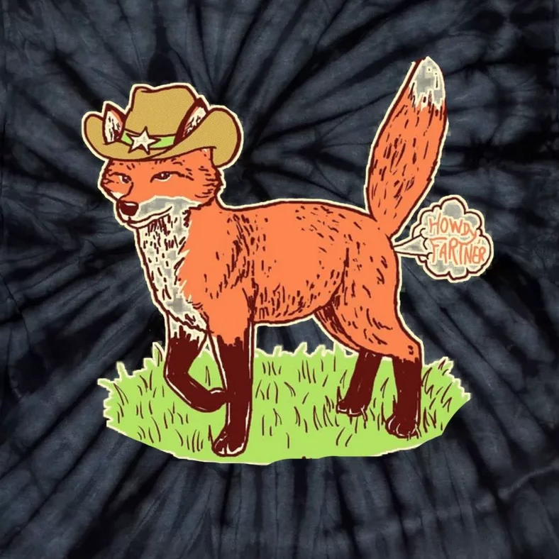 Funny Cartoon Fox As A Farmer Cowboy Wolf Tie-Dye T-Shirt