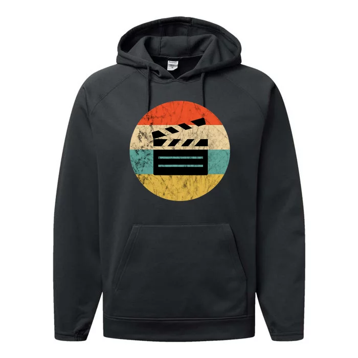 Filmmaker Clapboard Film Director Lover Retro Vintage Sunset Performance Fleece Hoodie