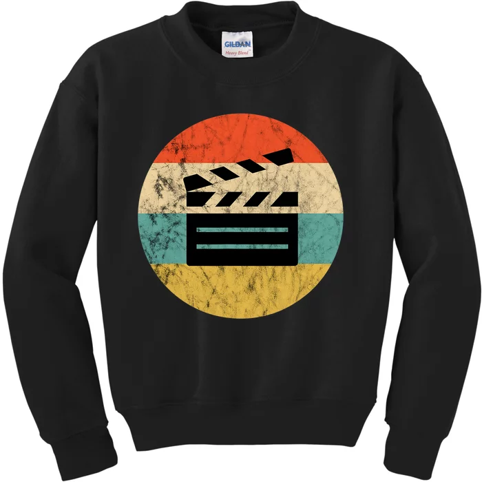 Filmmaker Clapboard Film Director Lover Retro Vintage Sunset Kids Sweatshirt