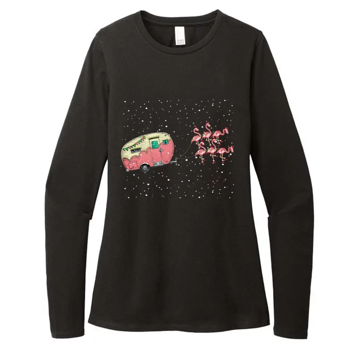 Flamingos Camper Funny Christmas Gift For Camping Lovers Cute Gift Womens CVC Long Sleeve Shirt