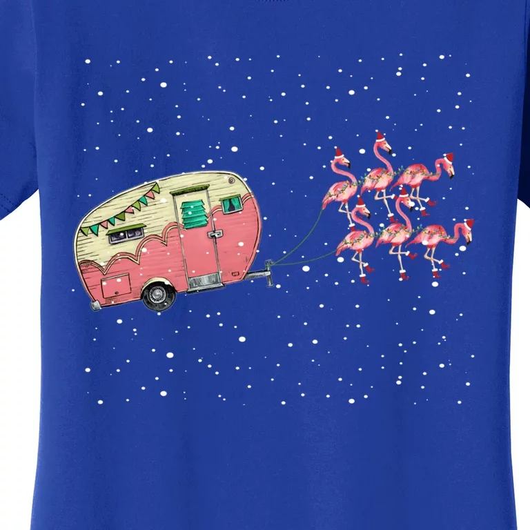 Flamingos Camper Funny Christmas Gift For Camping Lovers Cute Gift Women's T-Shirt