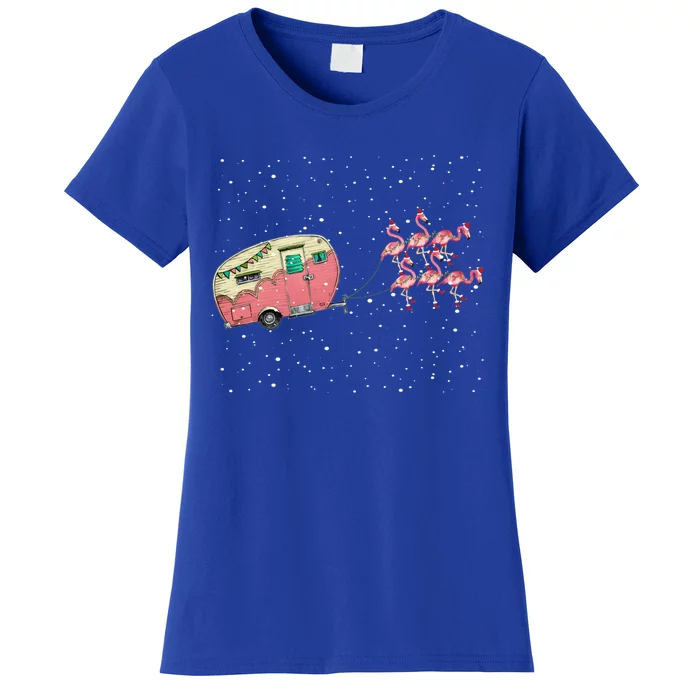 Flamingos Camper Funny Christmas Gift For Camping Lovers Cute Gift Women's T-Shirt