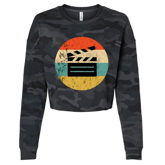 Filmmaker Clapboard Film Director Lover Retro Sunset Cropped Pullover Crew