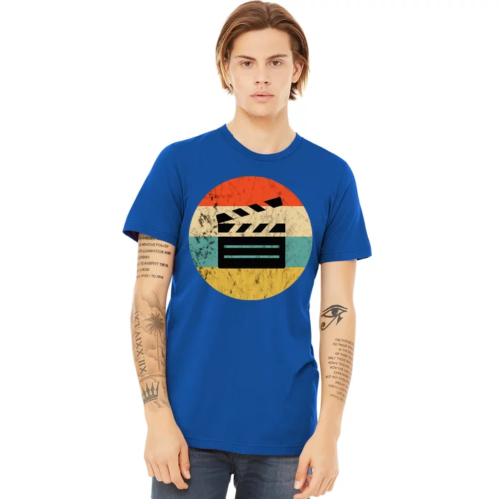 Filmmaker Clapboard Film Director Lover Retro Sunset Premium T-Shirt