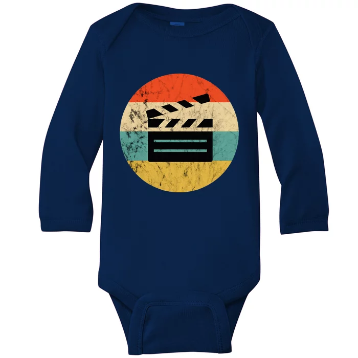 Filmmaker Clapboard Film Director Lover Retro Sunset Baby Long Sleeve Bodysuit