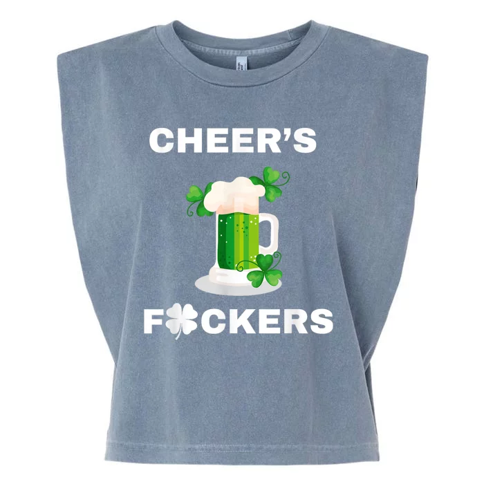 Funny Cheers Fckers St Patricks Day Beer Drinking Garment-Dyed Women's Muscle Tee