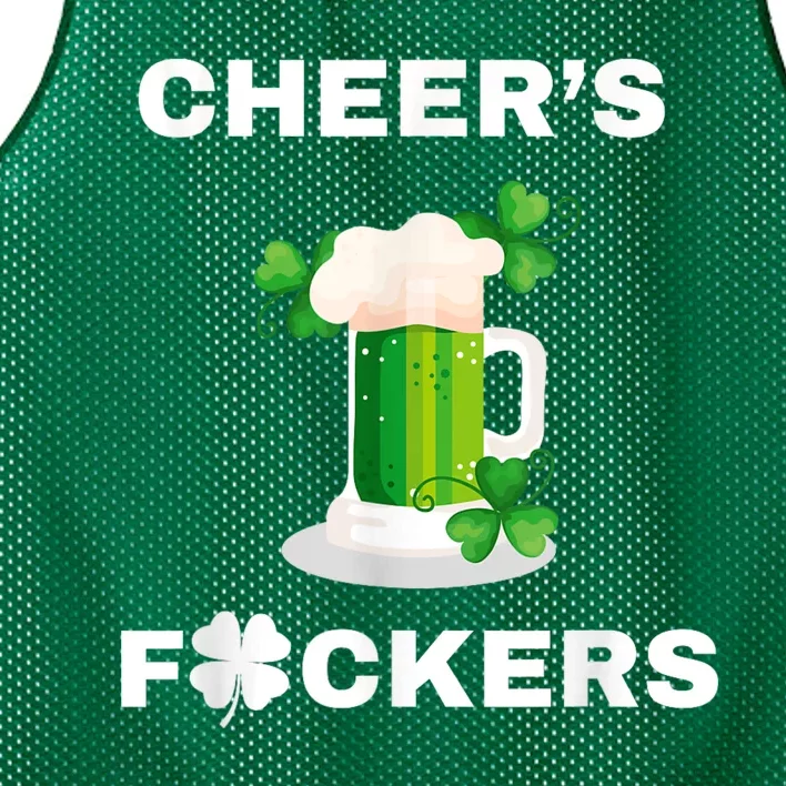 Funny Cheers Fckers St Patricks Day Beer Drinking Mesh Reversible Basketball Jersey Tank