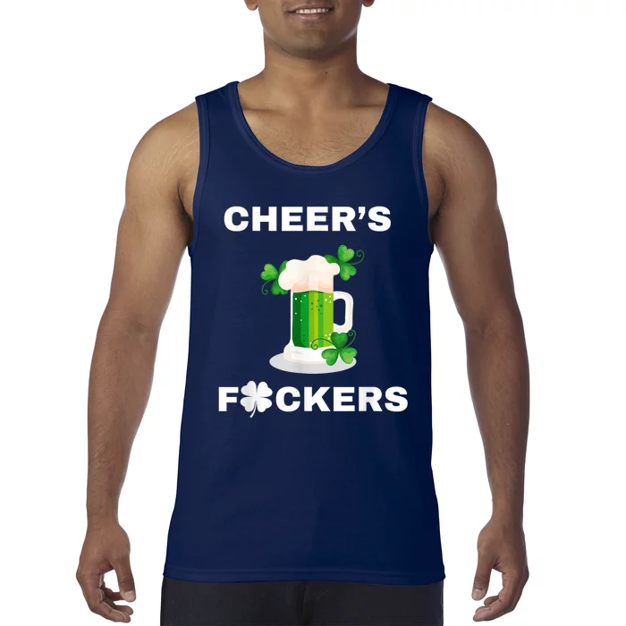 Funny Cheers Fckers St Patricks Day Beer Drinking Tank Top